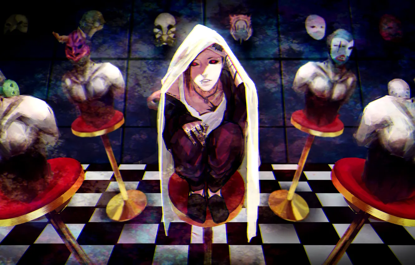 Photo wallpaper anime, art, guy, mask, mannequins, uta, Tokyo ghoul, Tokyo Ghoul