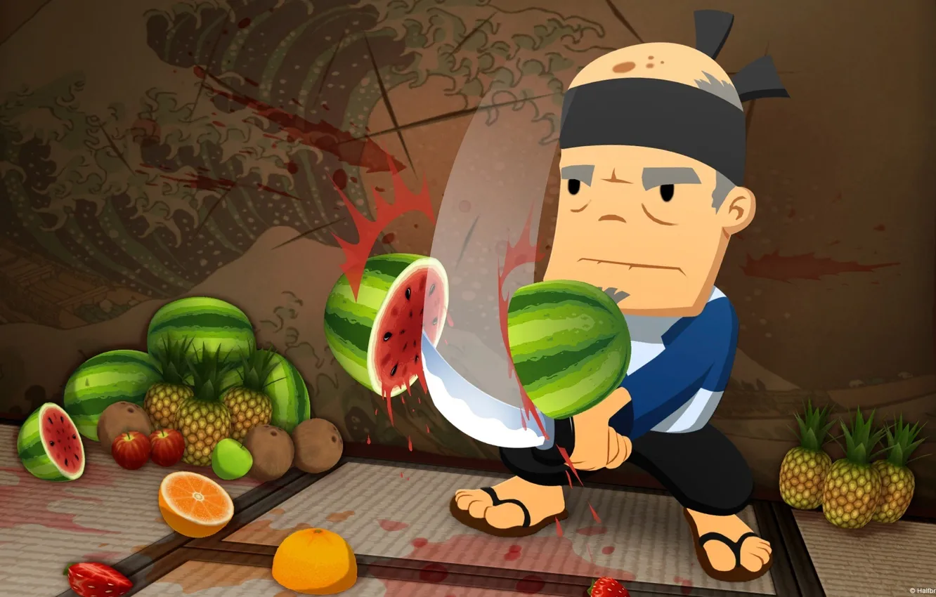 Photo wallpaper sword, fruit, Fruit Ninja