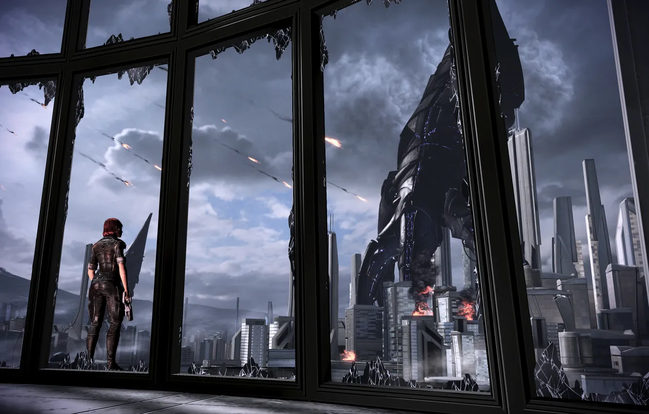 Photo wallpaper earth, mass effect 3, Shepard, Reaper