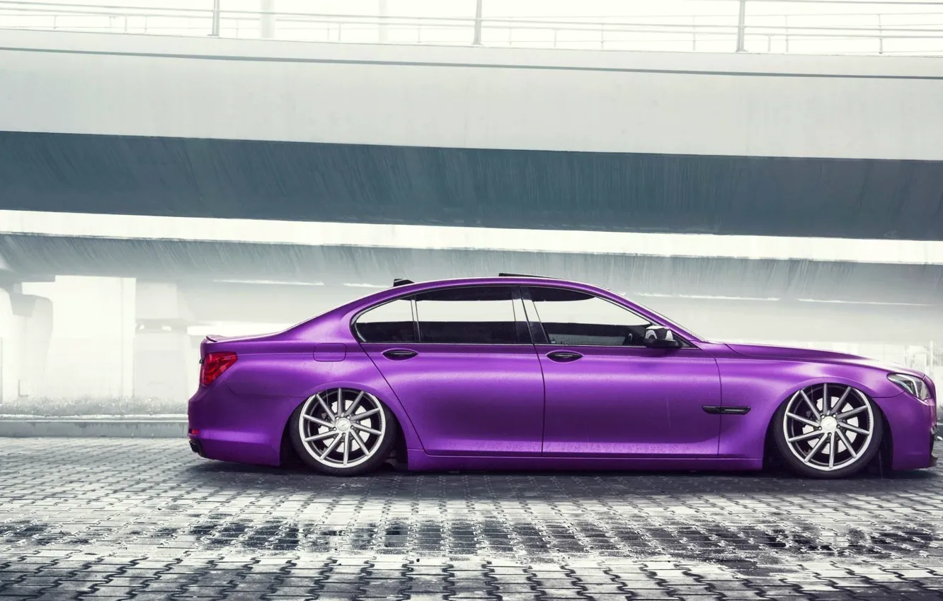 Photo wallpaper BMW, German, Car, Purple, Color, Side, 7 Series, Vossen