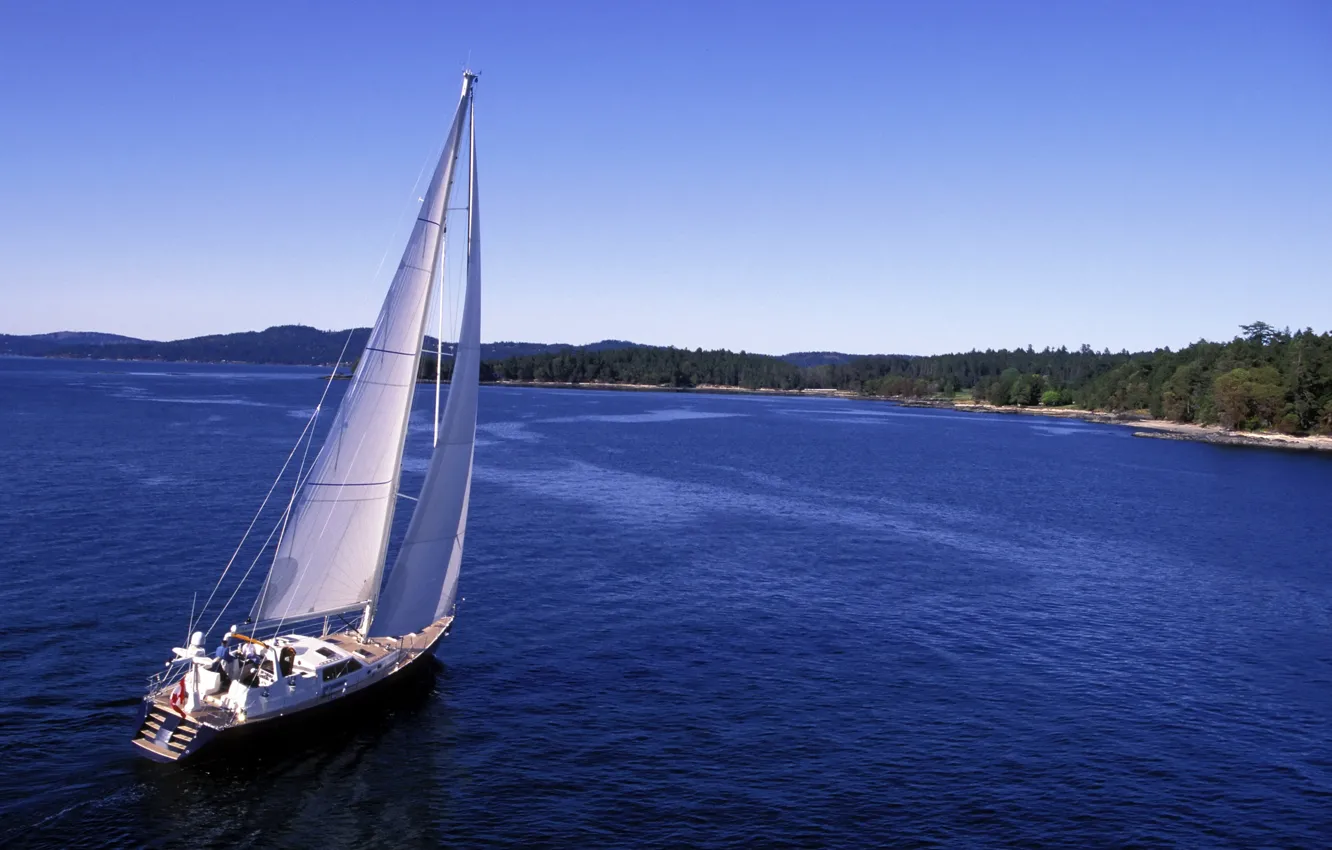 Photo wallpaper coast, yacht, Canada, sail, British Columia
