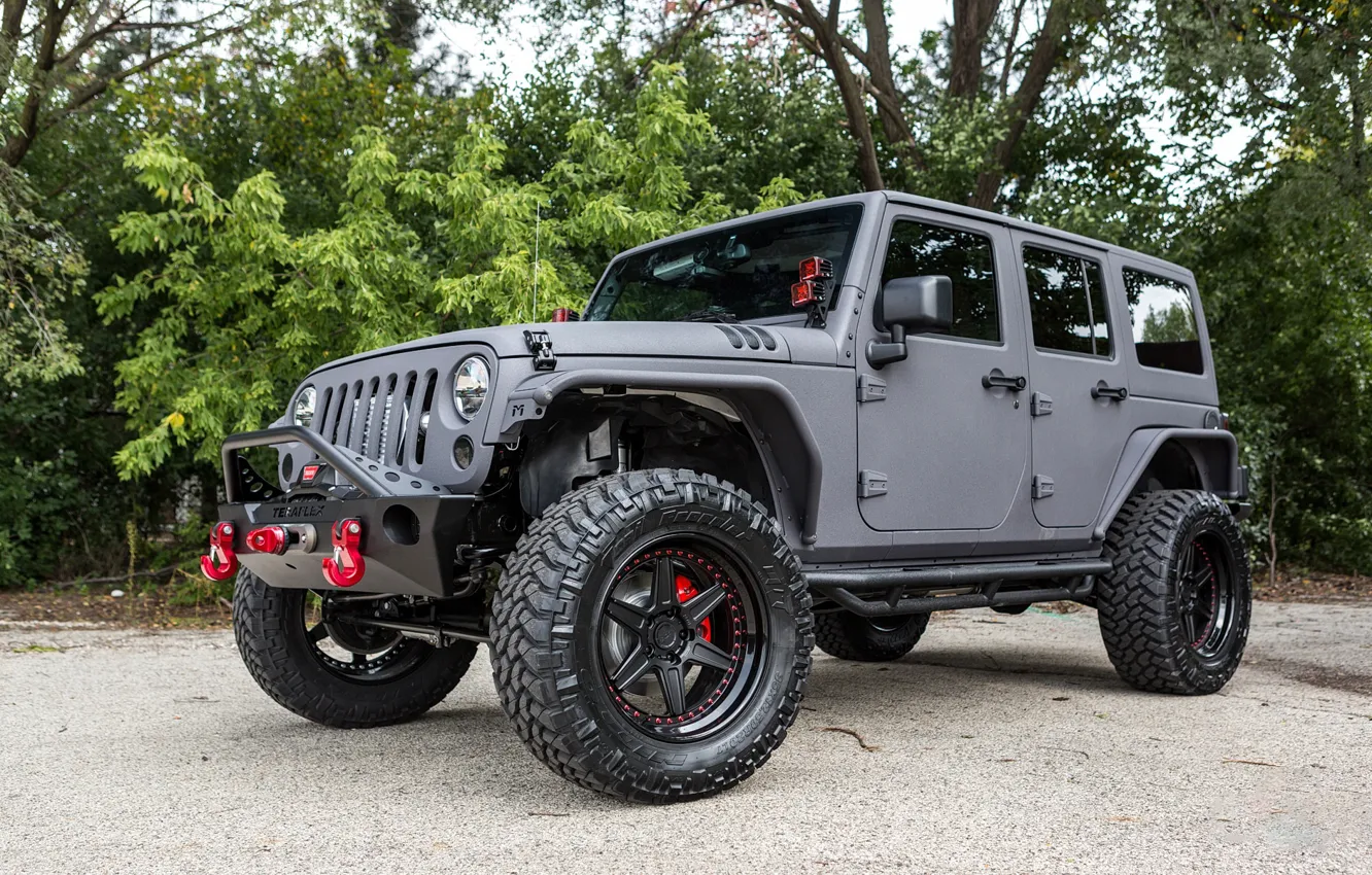 Photo wallpaper gray, matte, Wrangler, Jeep, 4-door