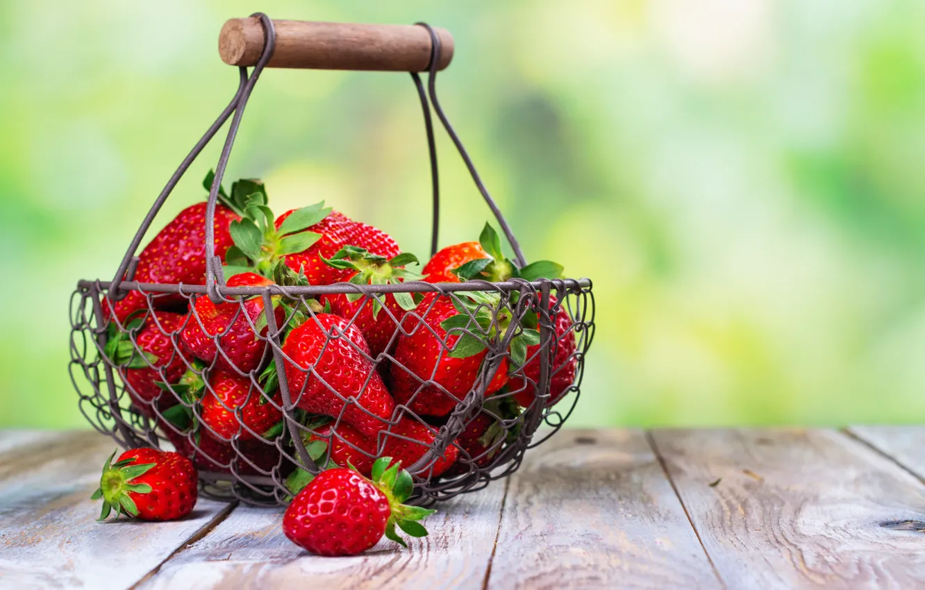 Photo wallpaper summer, berries, strawberry, basket, ripe