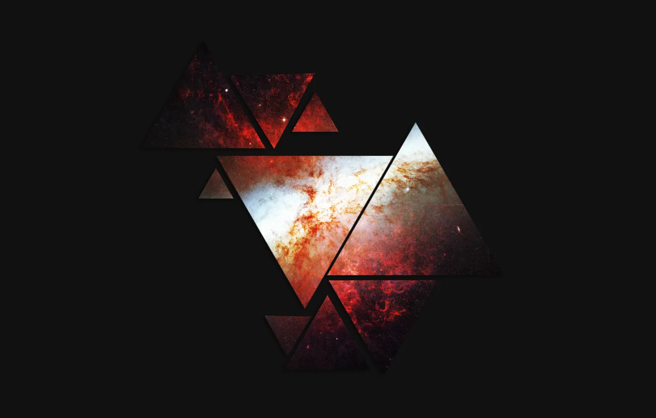 Photo wallpaper triangles, Space, figure, the dark background