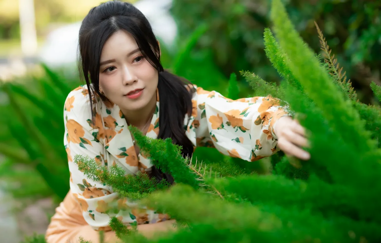 Photo wallpaper pose, model, skirt, portrait, makeup, brunette, hairstyle, blouse