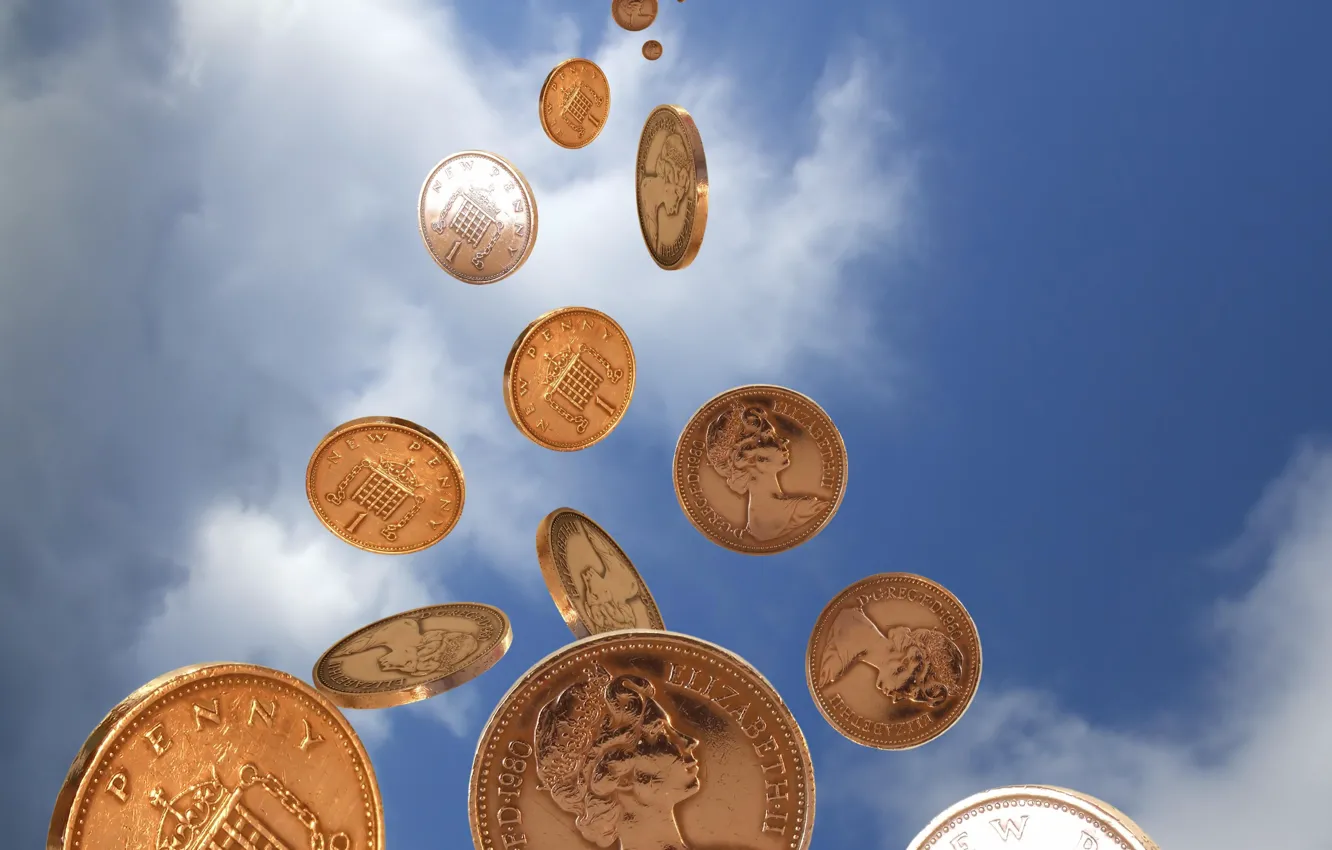 Photo wallpaper the sky, money, coins