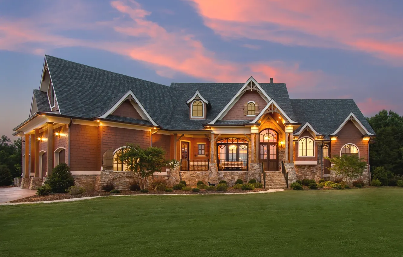 Photo wallpaper home, mansion, lawn