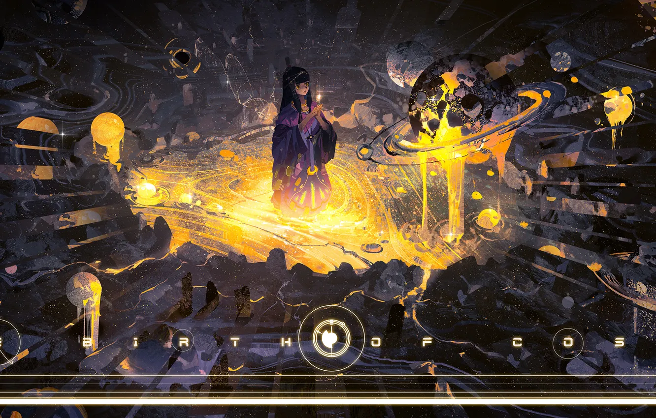 Photo wallpaper space, universe, Galaxy, anime, artwork, Solar System