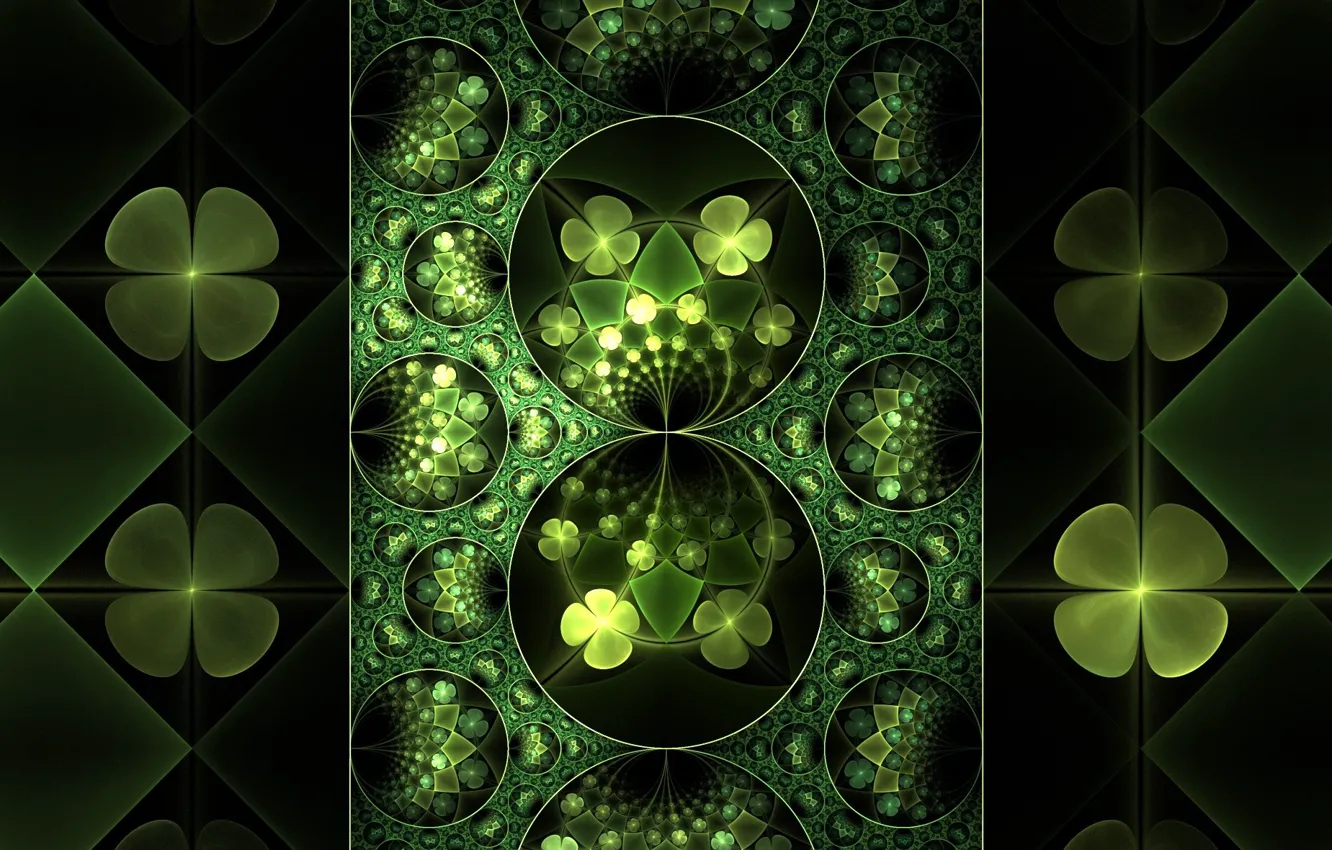 Photo wallpaper green, pattern, clover