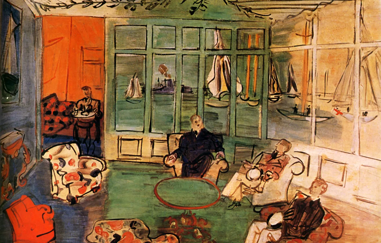 Photo wallpaper New York, 1936, Huile sur Toile, Club nautique Е Cowes, Collection Abrams, Club with Cowes, …