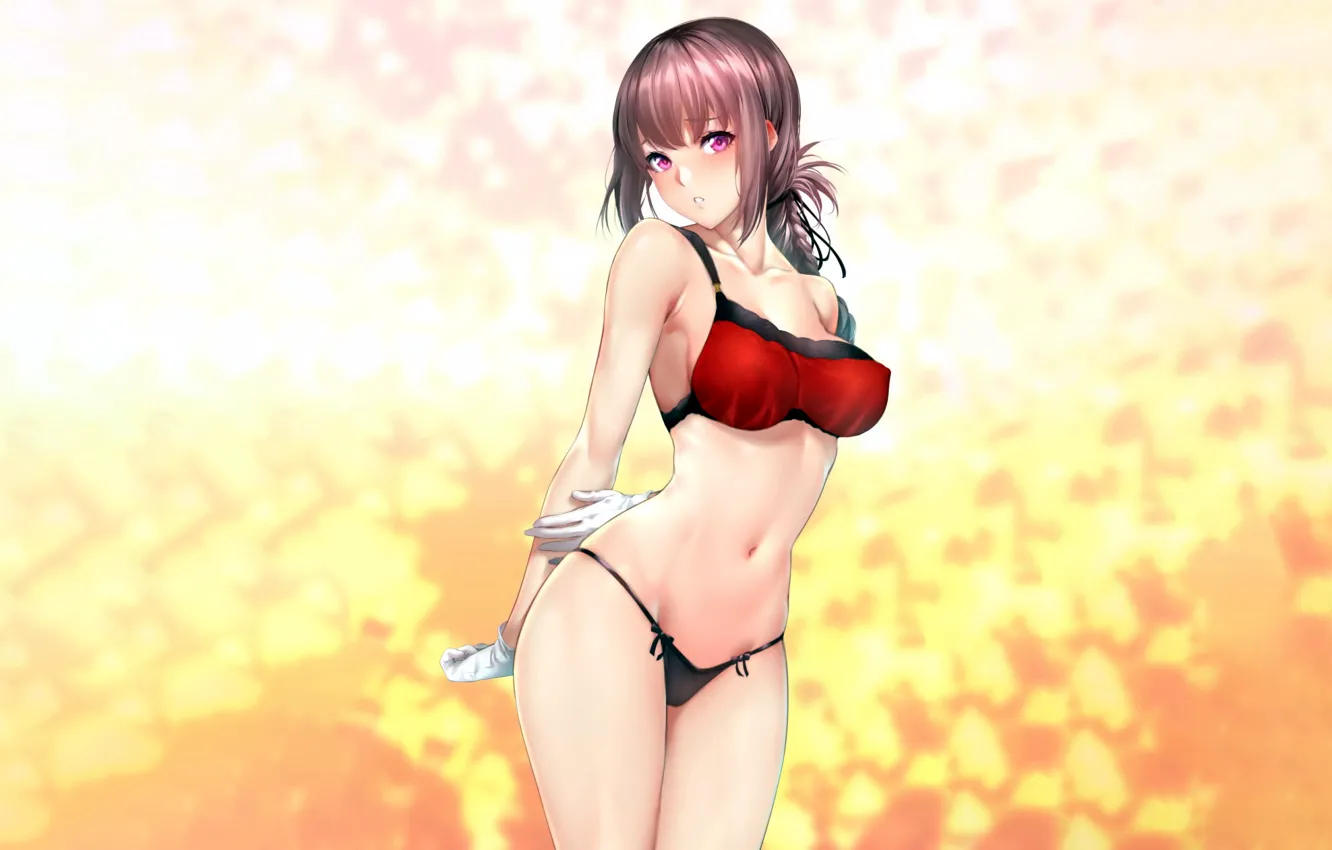 Photo wallpaper girl, sexy, cleavage, long hair, boobs, anime, beautiful, pretty