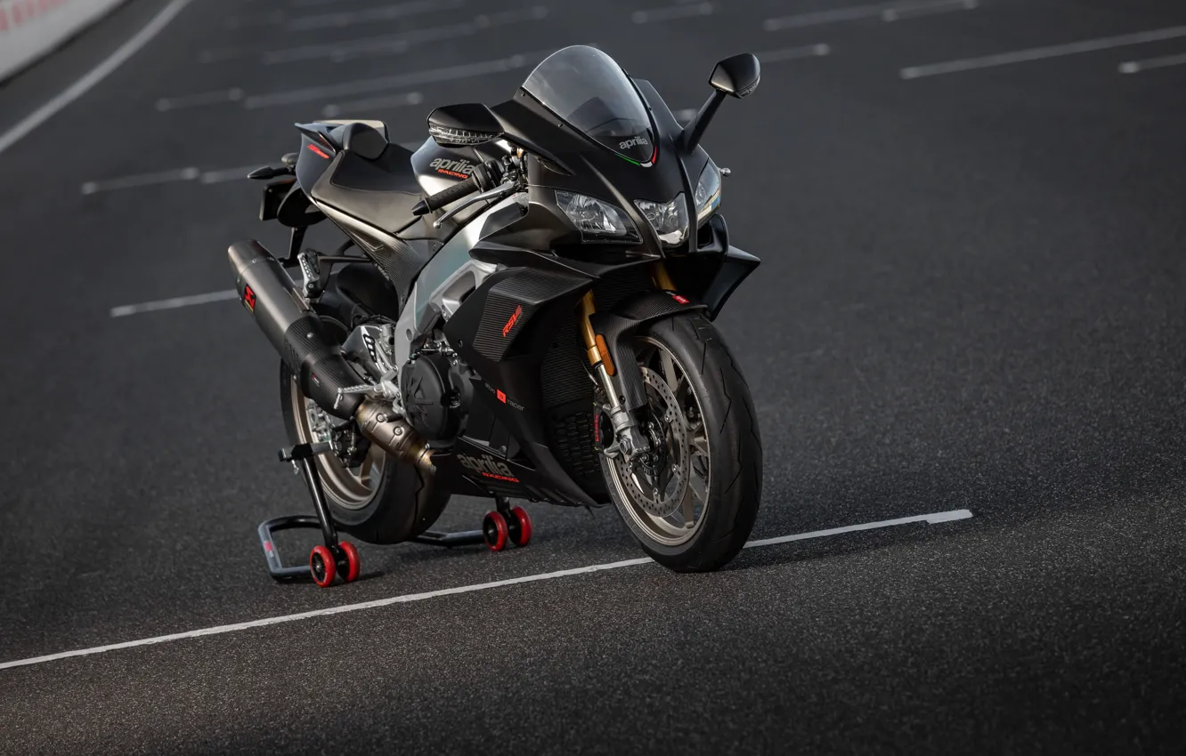 Photo wallpaper photo, Black, Motorcycle, Aprilia, RSV4, Factory, 2019