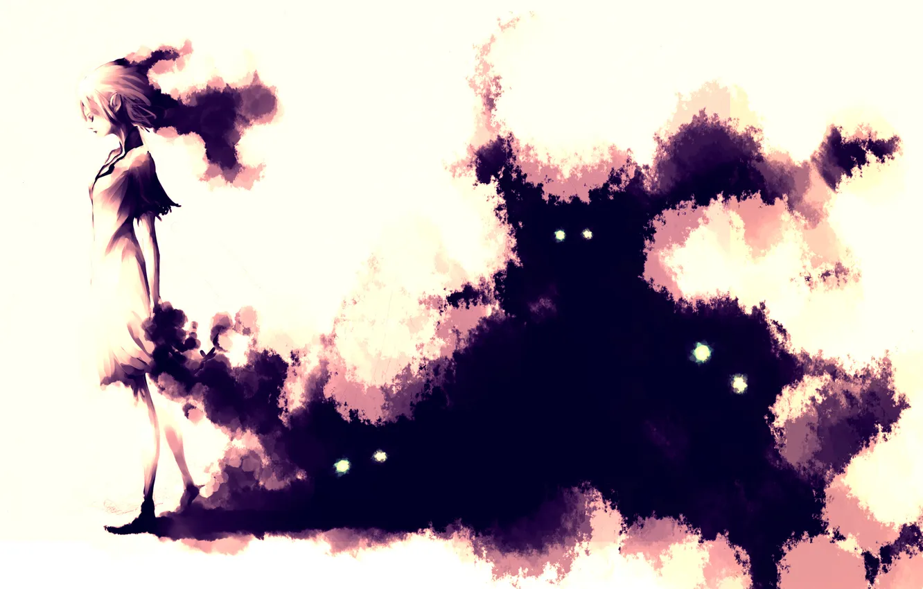 Photo wallpaper eyes, girl, smoke, shadow, art, mubou with the aasaa