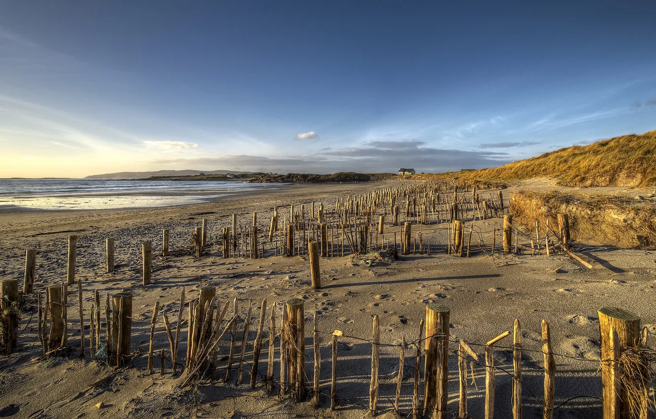 Photo wallpaper sky, sand, Ireland, Atlantic Ocean, maghery beach