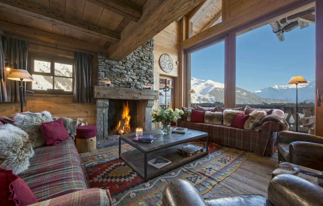 Photo wallpaper Switzerland, living room, interior, The house, Verbier