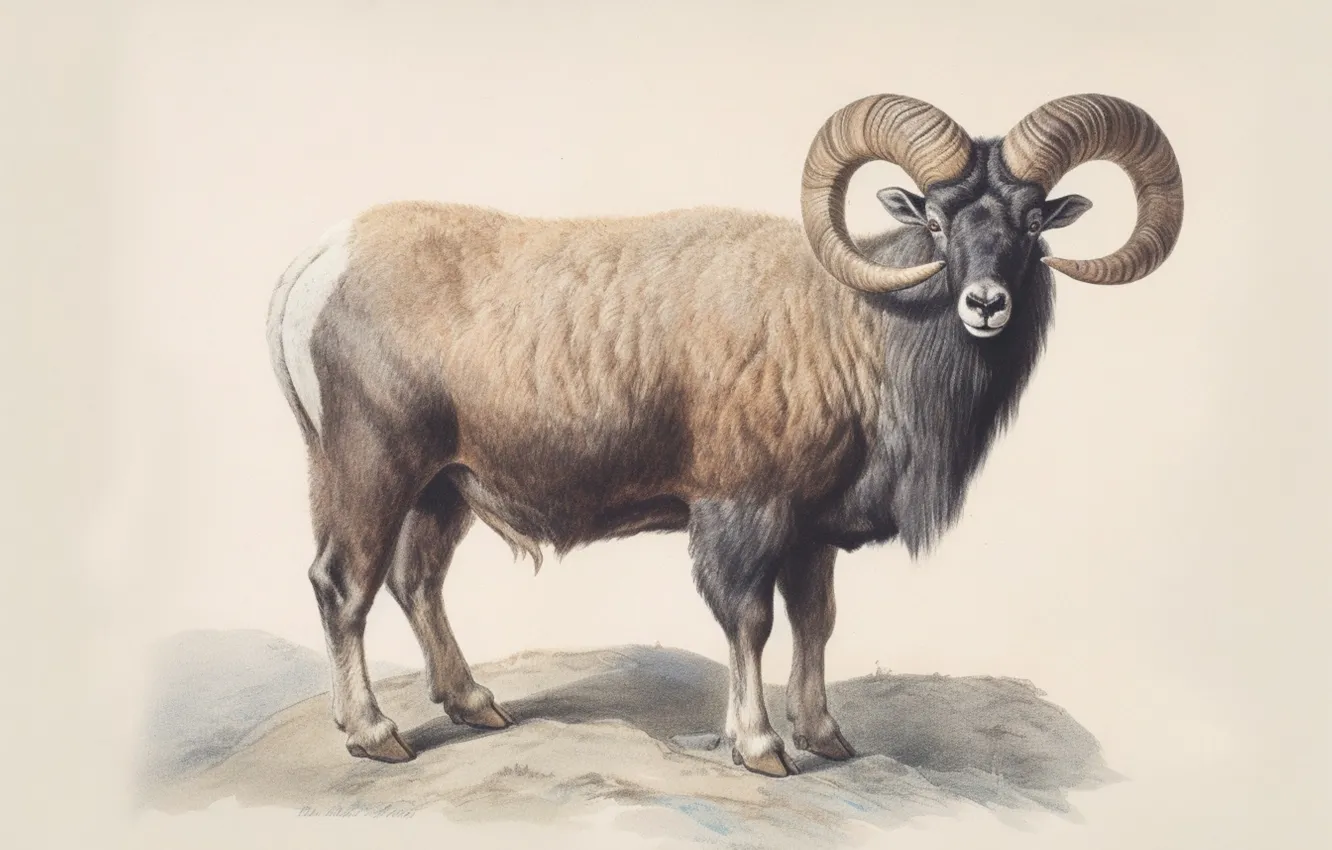 Photo wallpaper look, nature, pose, figure, white background, RAM, painting, AI art