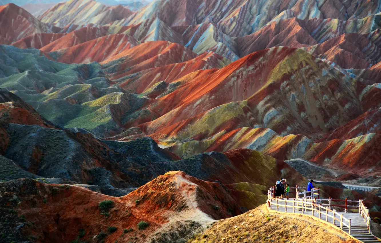 Photo wallpaper landscape, mountains, nature, China, Danxia, Danxia peak, Geopark