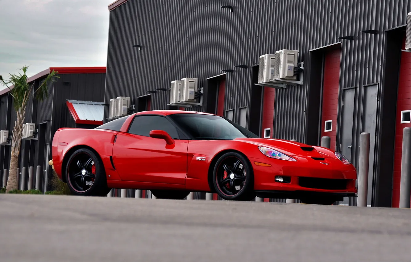 Photo wallpaper red, Chevrolet, Chevrolet Corvette, Corvette