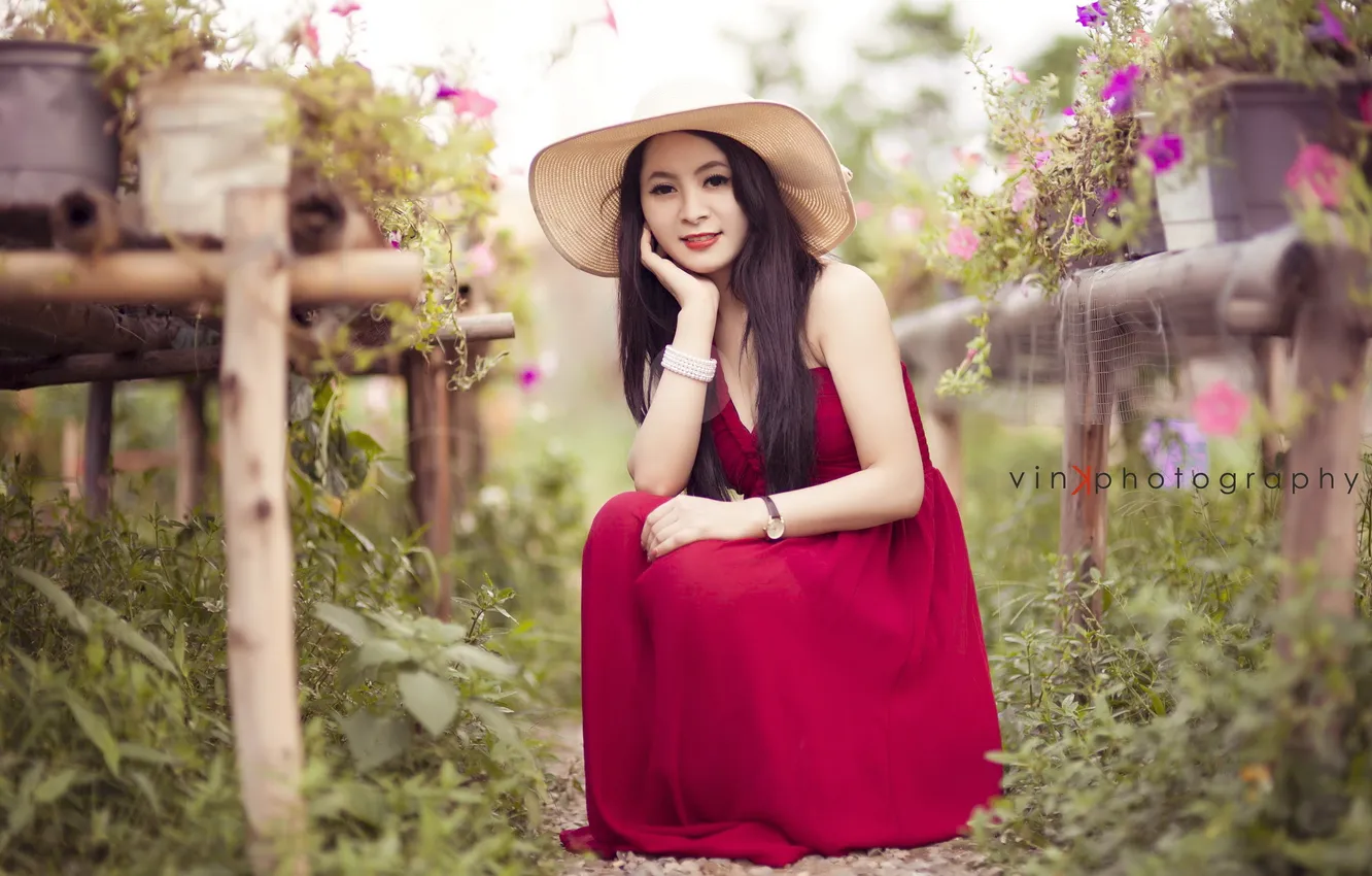 Photo wallpaper girl, nature, Asian