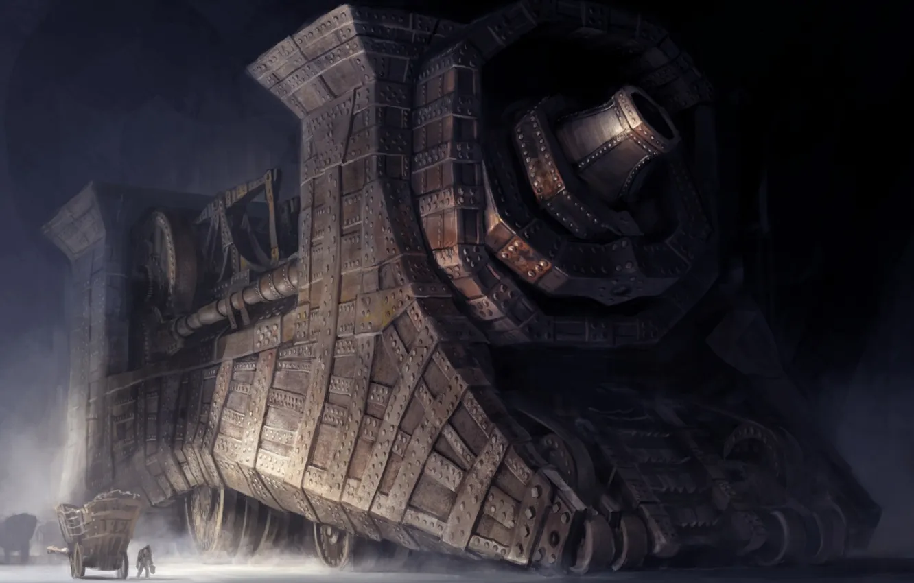 Photo wallpaper machine, people, train, truck, Guild Wars 2, dungeon