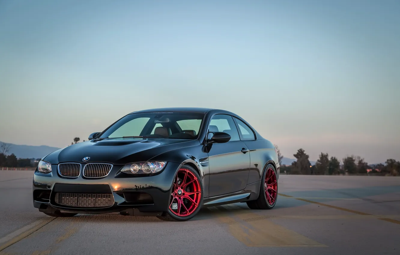 Photo wallpaper BMW, Red, Black, E92, M3