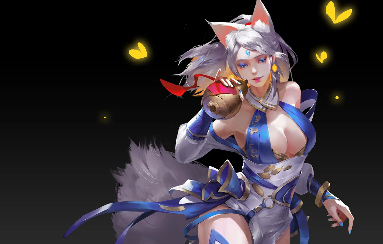 Photo wallpaper Girl, Chest, Fox, Girl, Fox, Art, Art, Breast