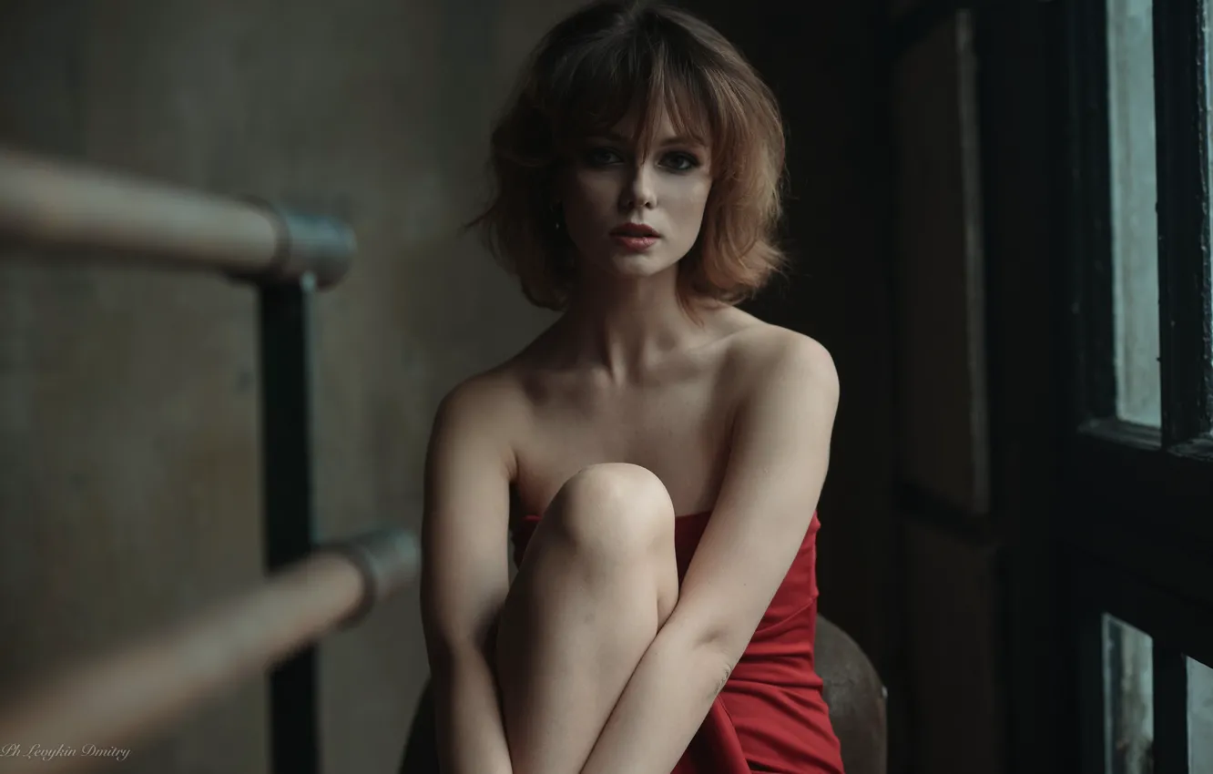 Photo wallpaper girl, legs, in red, Dmitry Levykin, Ekaterina Chuykova