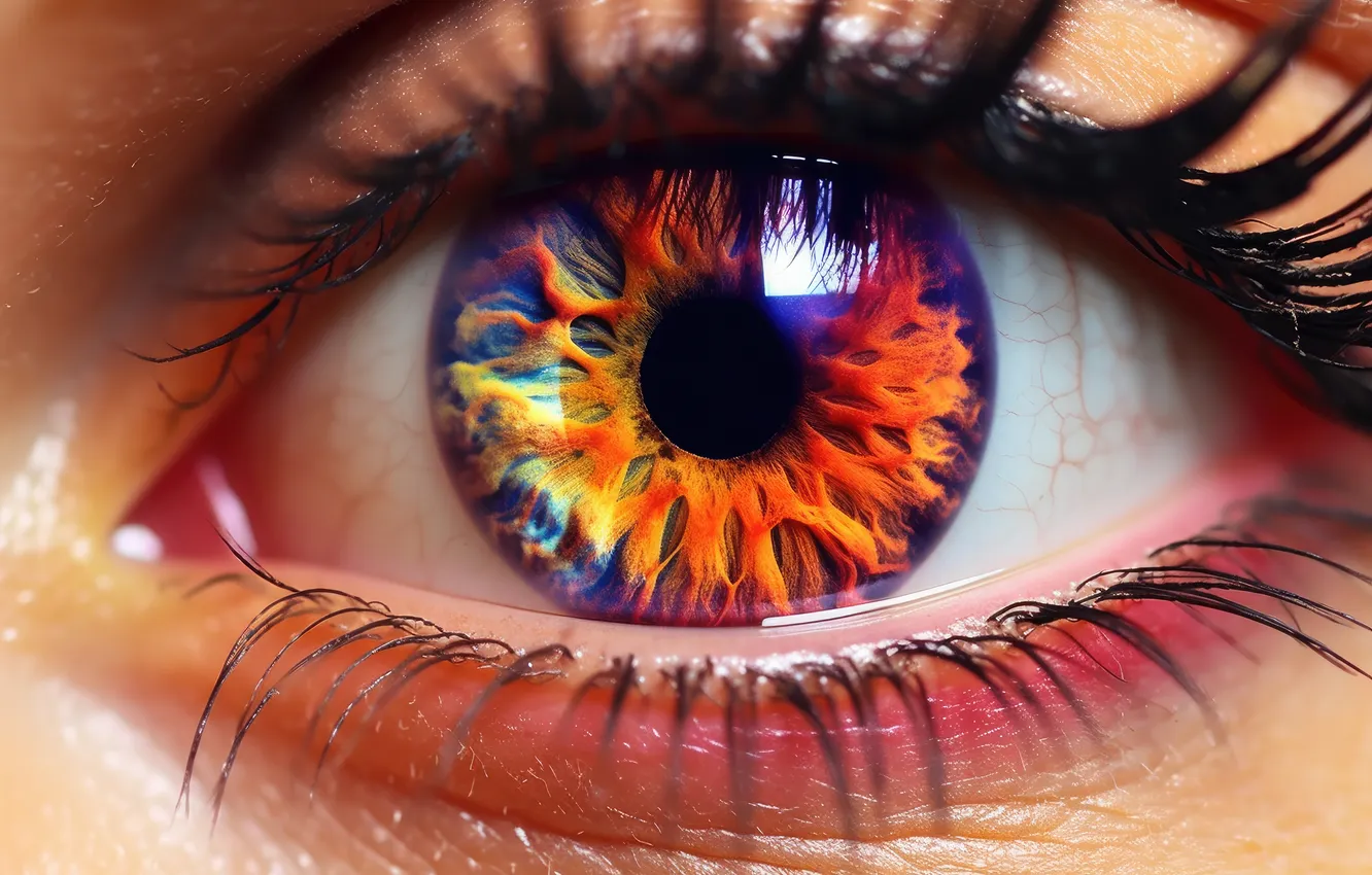 Photo wallpaper colors, art, eye, eyelashes, iris