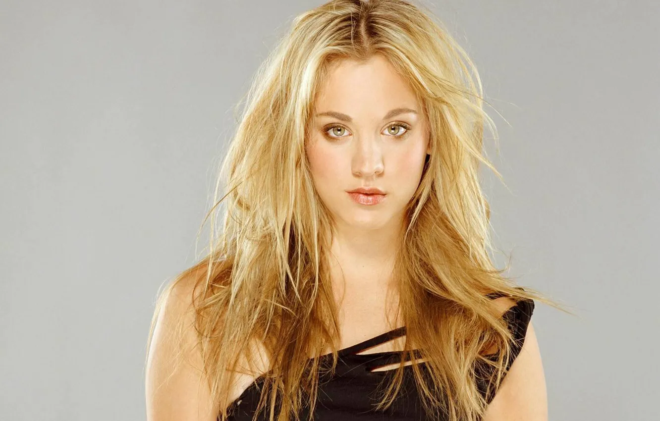Photo wallpaper eyes, look, face, hair, blonde, the big Bang theory, Kaley Cuoco, Kaley Cuoco