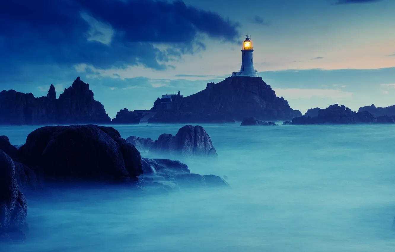 Photo wallpaper landscape, nature, lighthouse, light and magic