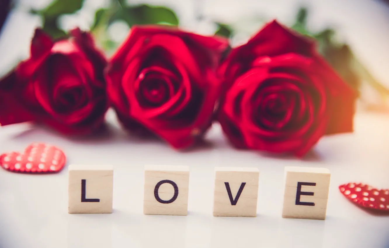 Photo wallpaper love, red, heart, roses, red, love, heart, flowers