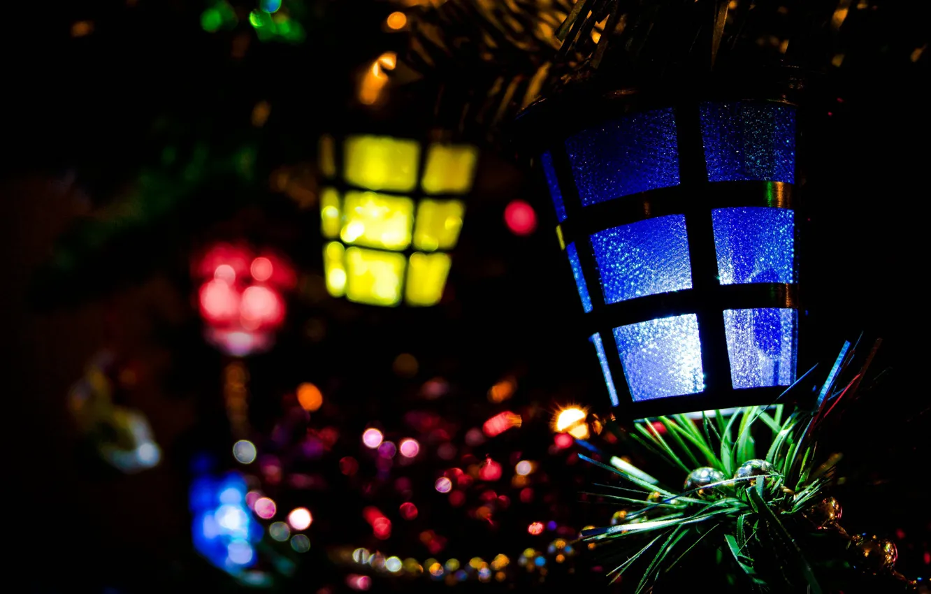 Photo wallpaper light, decoration, lights, darkness, holiday, new year, Christmas, tree