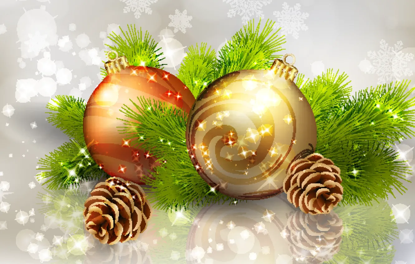 Photo wallpaper balls, decoration, holiday, new year, Christmas, Christmas, New Year