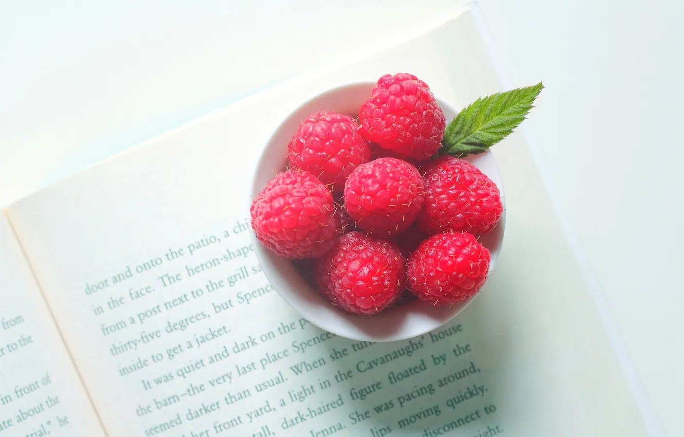 Photo wallpaper raspberry, background, widescreen, Wallpaper, food, berry, book, wallpaper