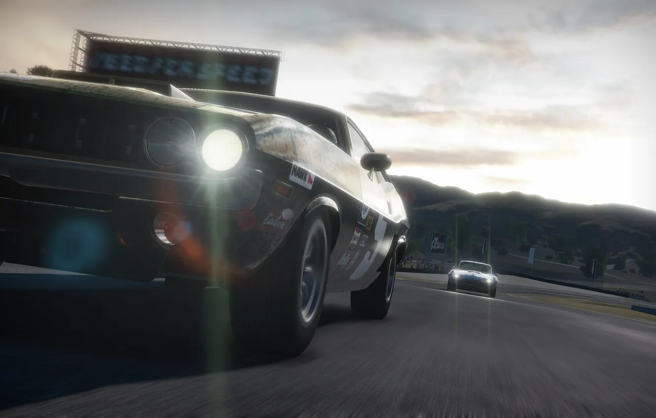Photo wallpaper race, track, Dodge Challenger, need for speed shift