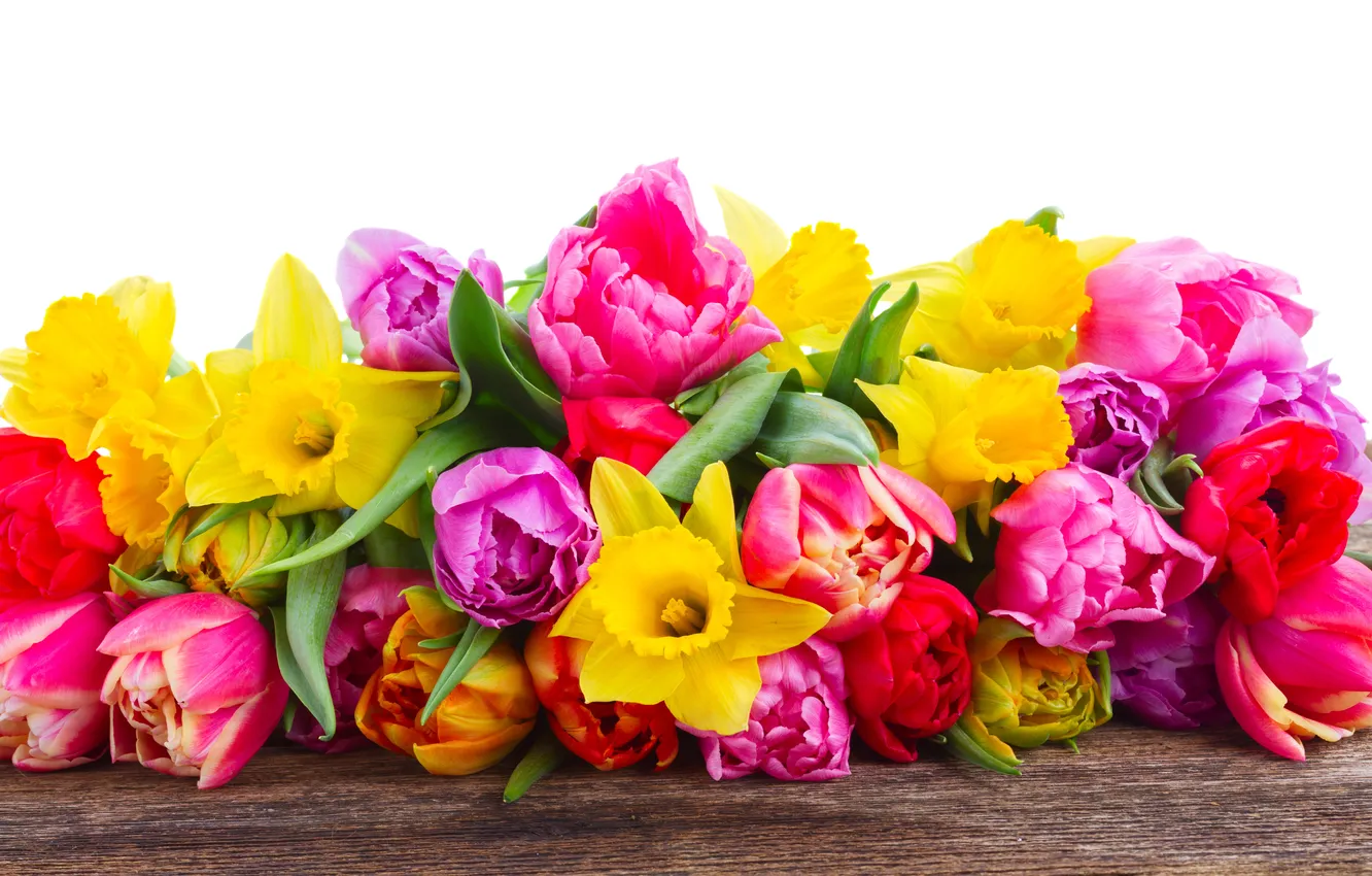 Photo wallpaper colorful, tulips, flowers, tulips, bouquet