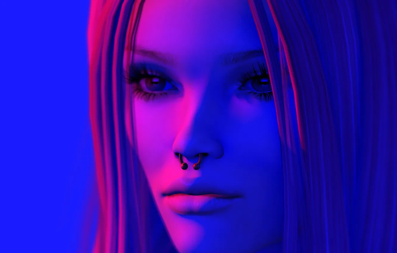 Photo wallpaper eyes, look, girl, face, background, hair, lips