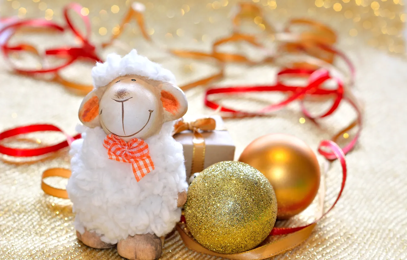 Photo wallpaper decoration, New Year, sheep, New Year, sheep, Happy, 2015