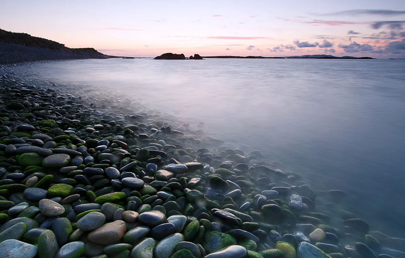 Photo wallpaper sea, water, clouds, stones, morning, Ireland