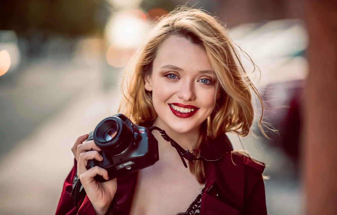 Photo wallpaper look, face, smile, model, the camera
