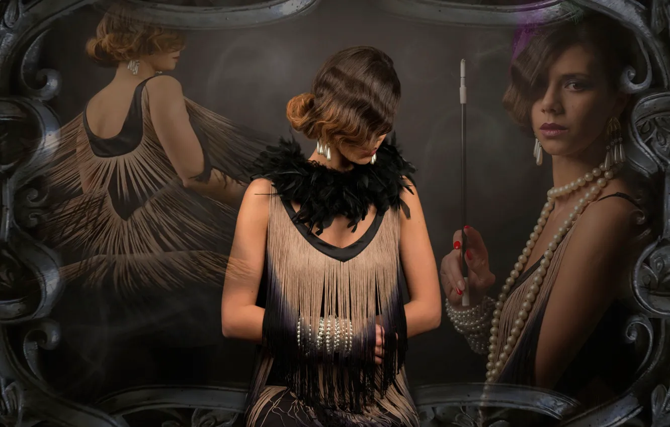 Photo wallpaper girl, retro, cigarette, mouthpiece, vintage