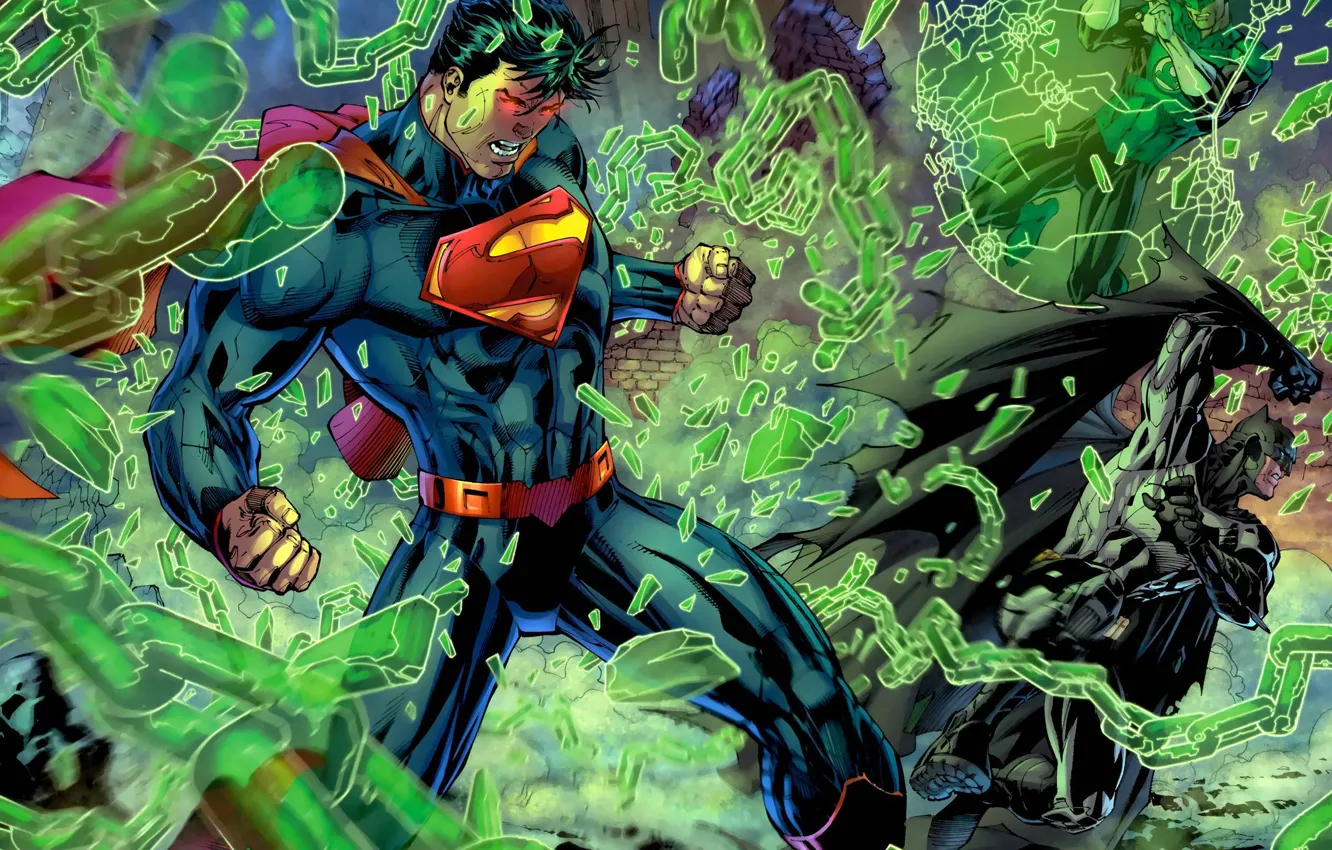 Photo wallpaper Superman, fight.anger, Green Lantern