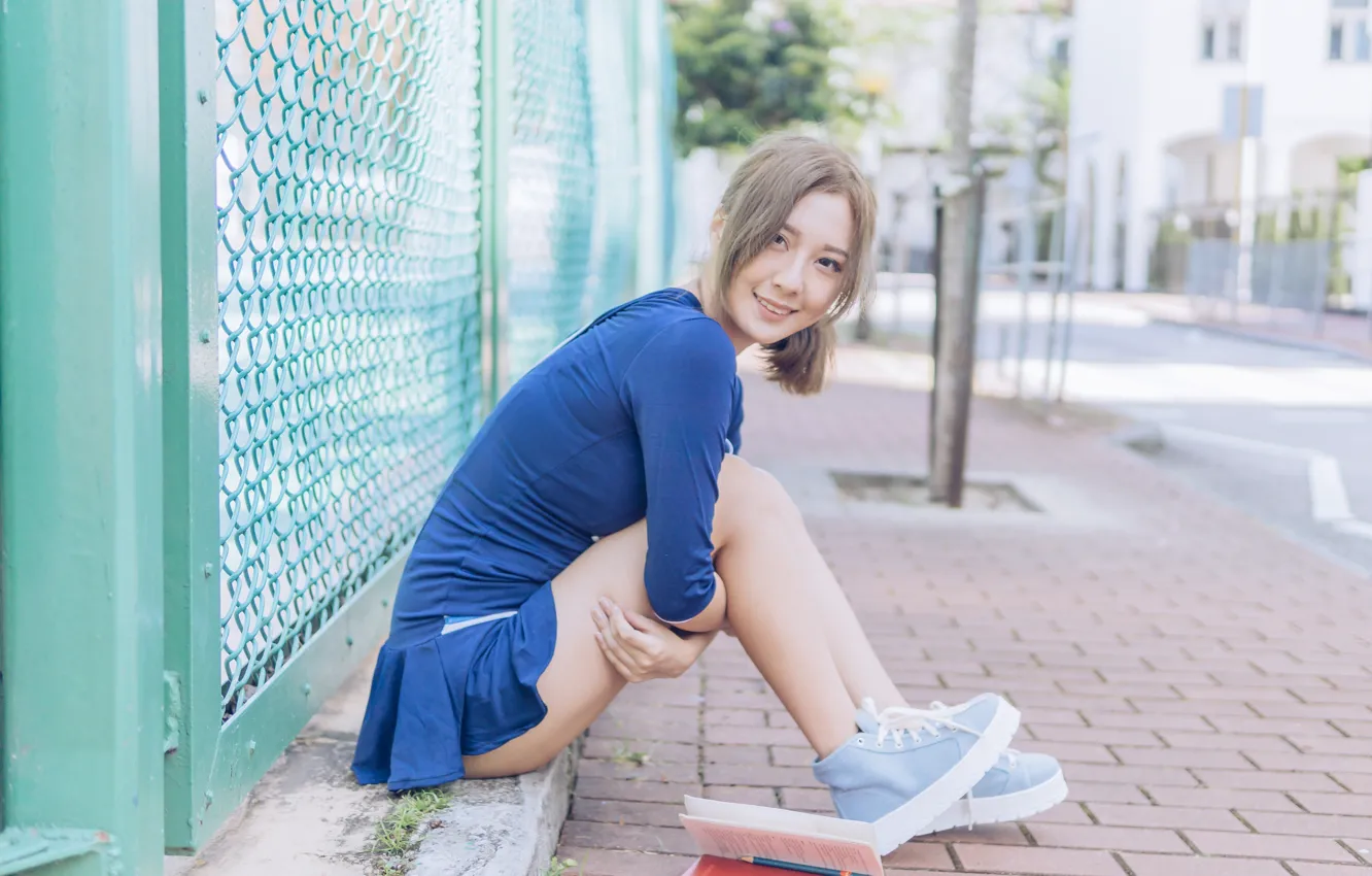 Photo wallpaper smile, legs, Oriental girl