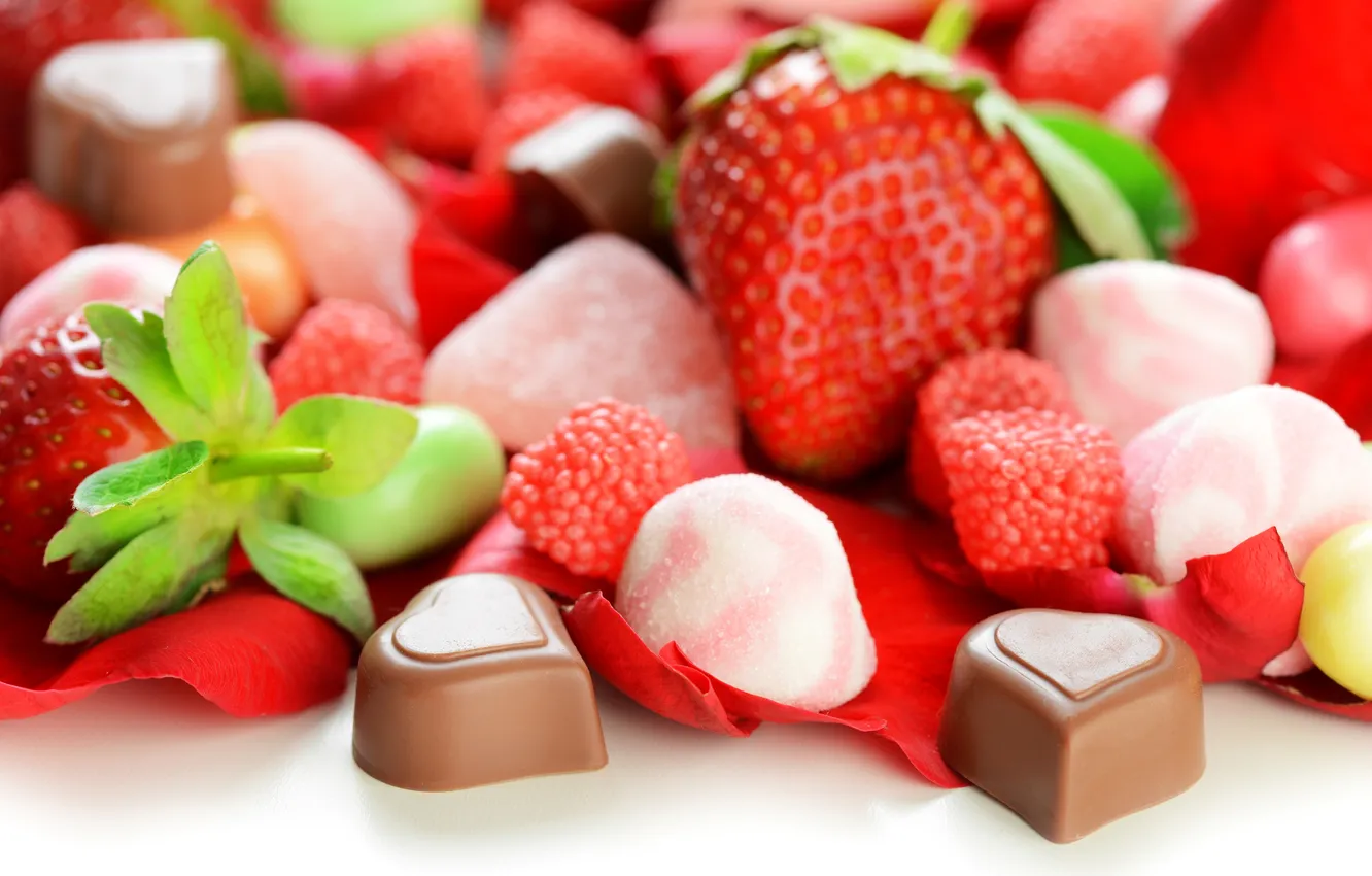 Photo wallpaper chocolate, strawberry, candy, sweets