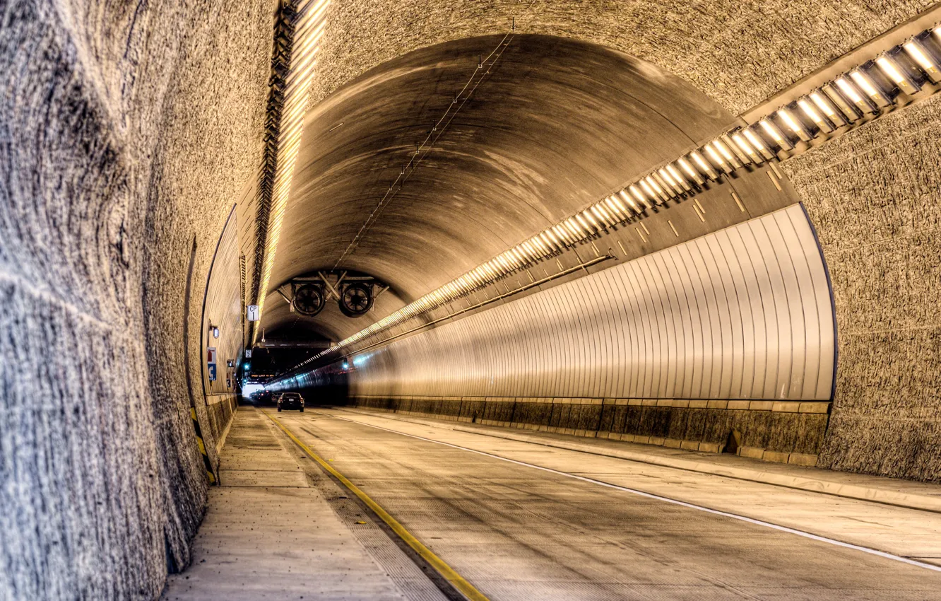 Photo wallpaper road, car, machine, light, lights, lights, the tunnel, CA