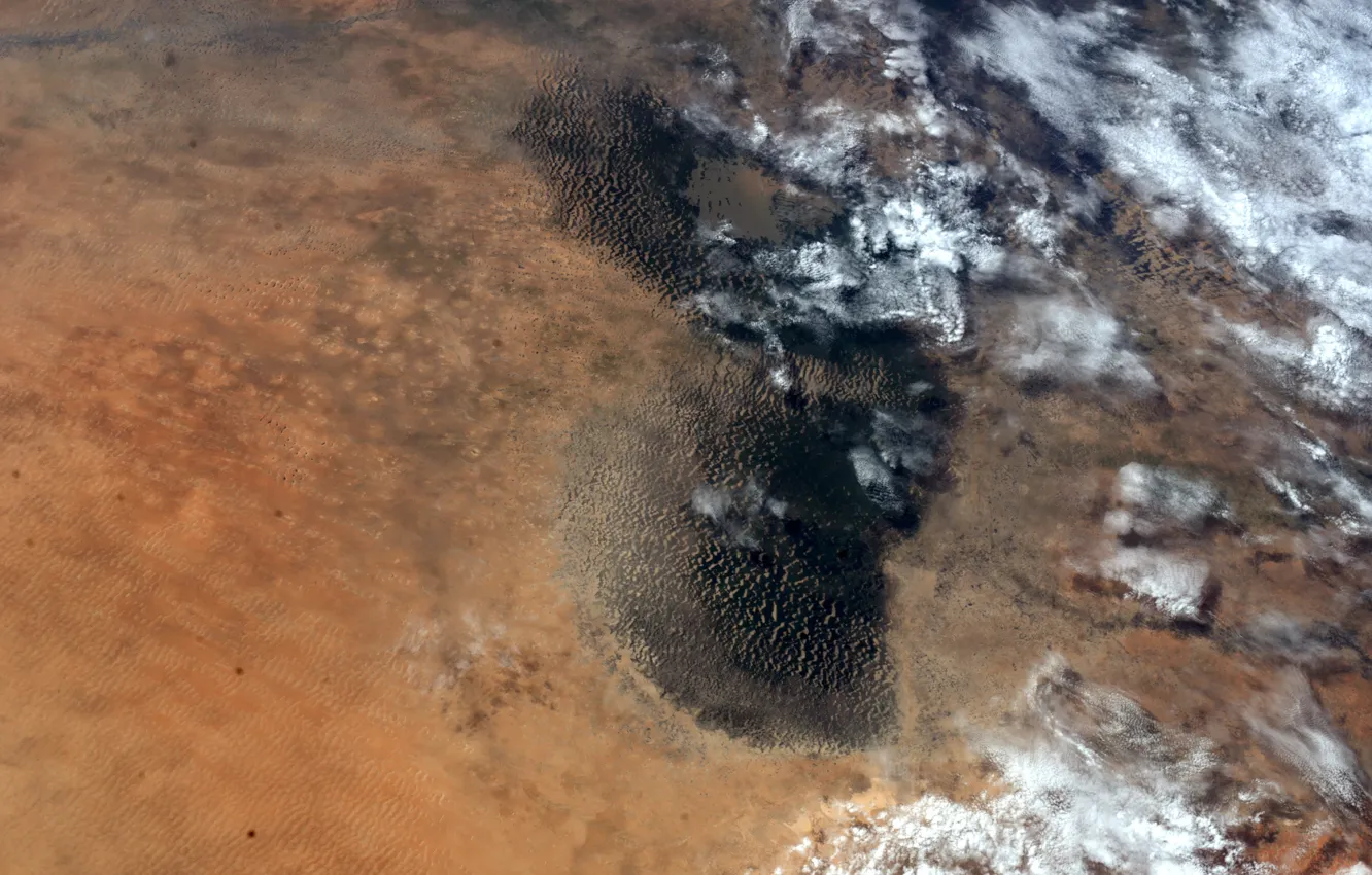 Photo wallpaper desert, Earth from space, Chad lake