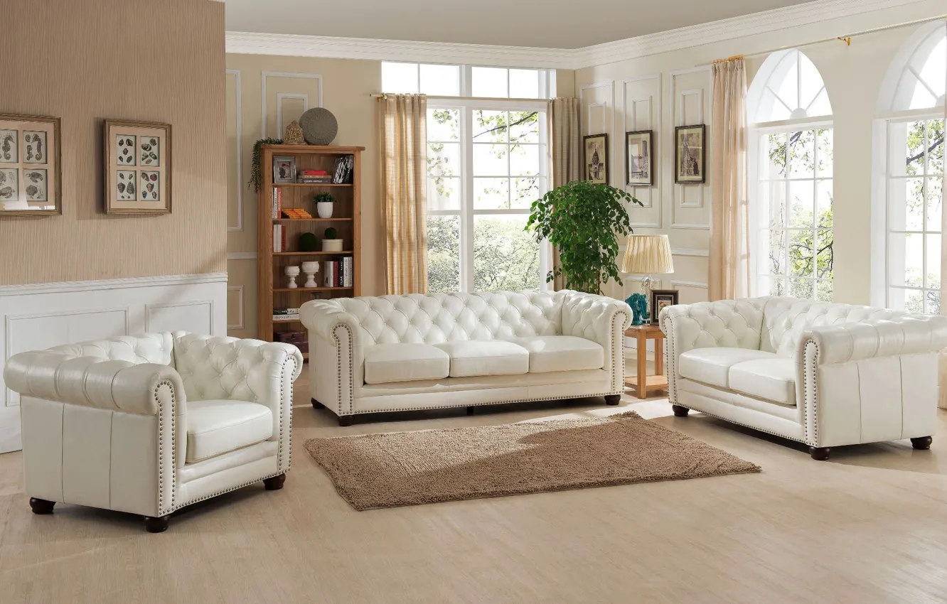 Photo wallpaper room, sofa, interior, living room, Chesterfield