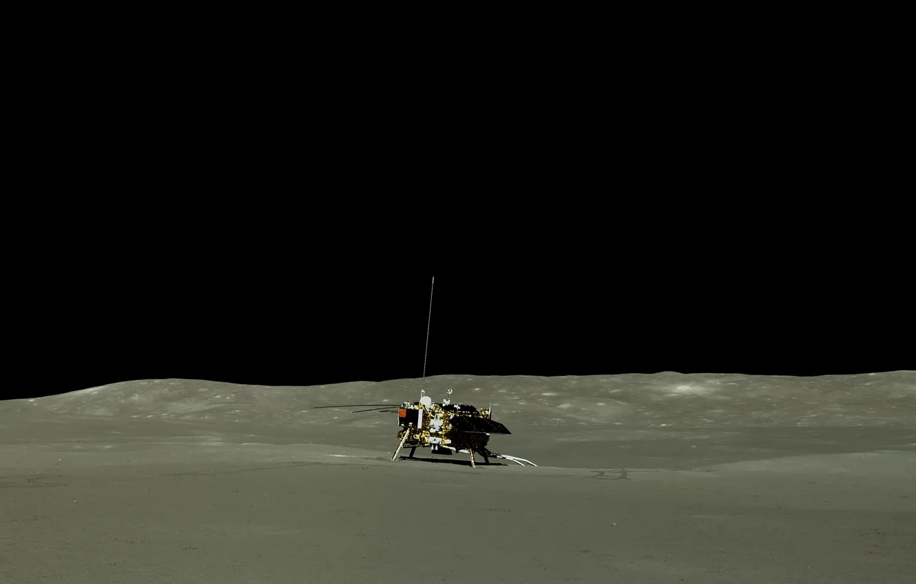 Wallpaper surface, The moon, lander, CNSA, lunar rover Yutu-2, lunar ...