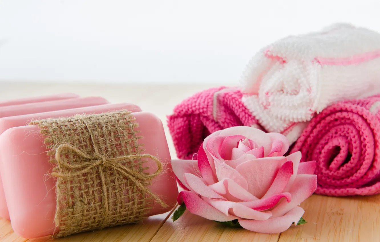 Photo wallpaper flowers, roses, towel, soap, Spa
