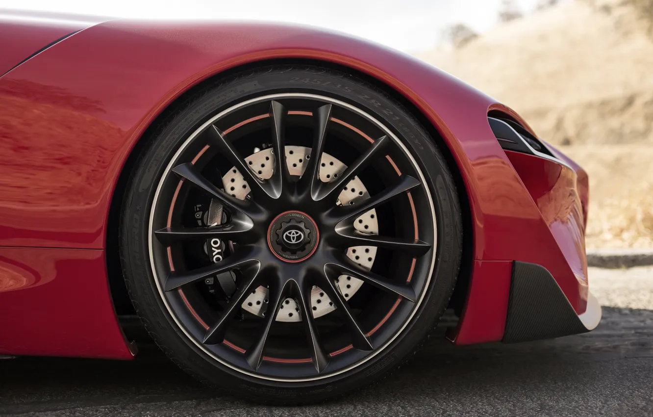 Photo wallpaper red, coupe, wheel, Toyota, body, 2014, FT-1 Concept
